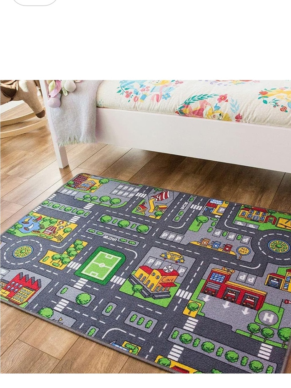 Kids Play Road Map Rug - Gray and Green City Play Mat